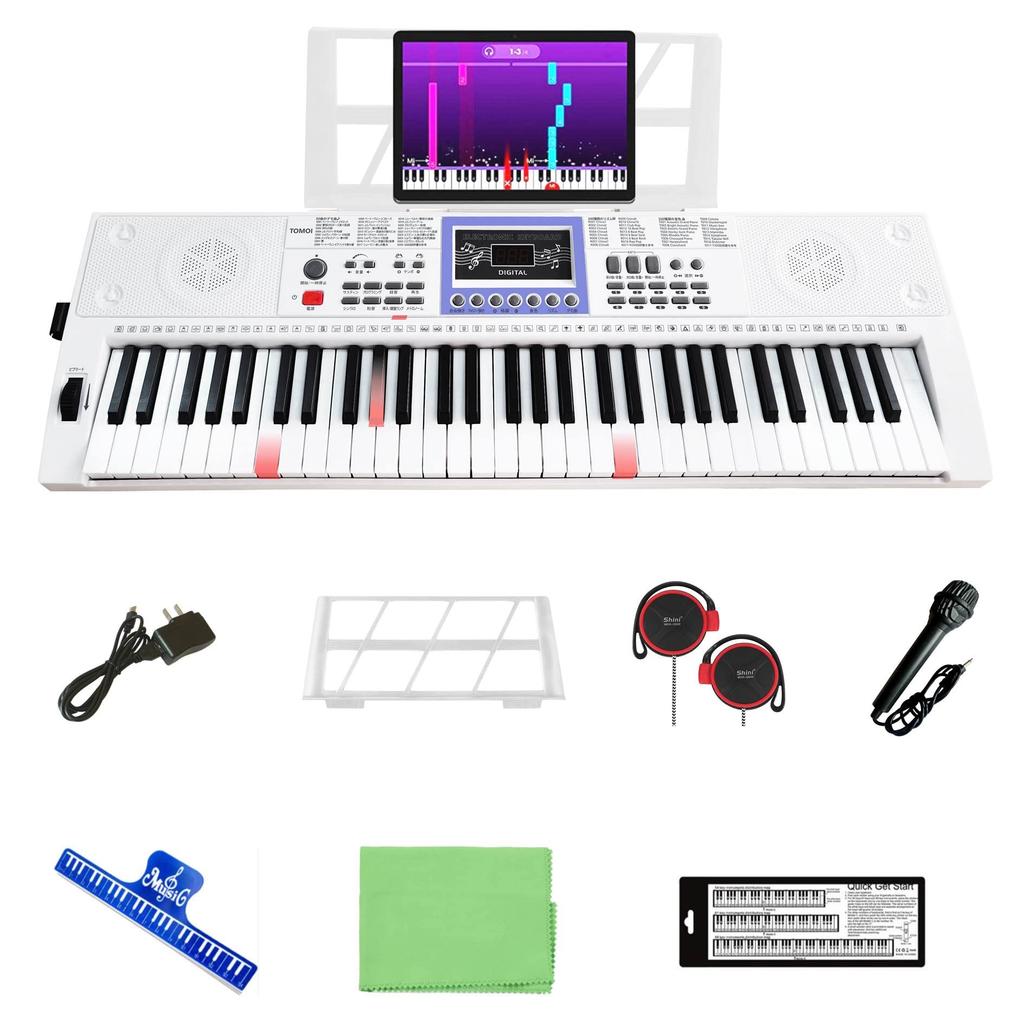 Illuminated Japanese TOMOI Electronic 61 Japanese Light Optical Battery 200 Types of 200 Types of 80 Demo Music Earphones Keyboard Piano Sheet Music