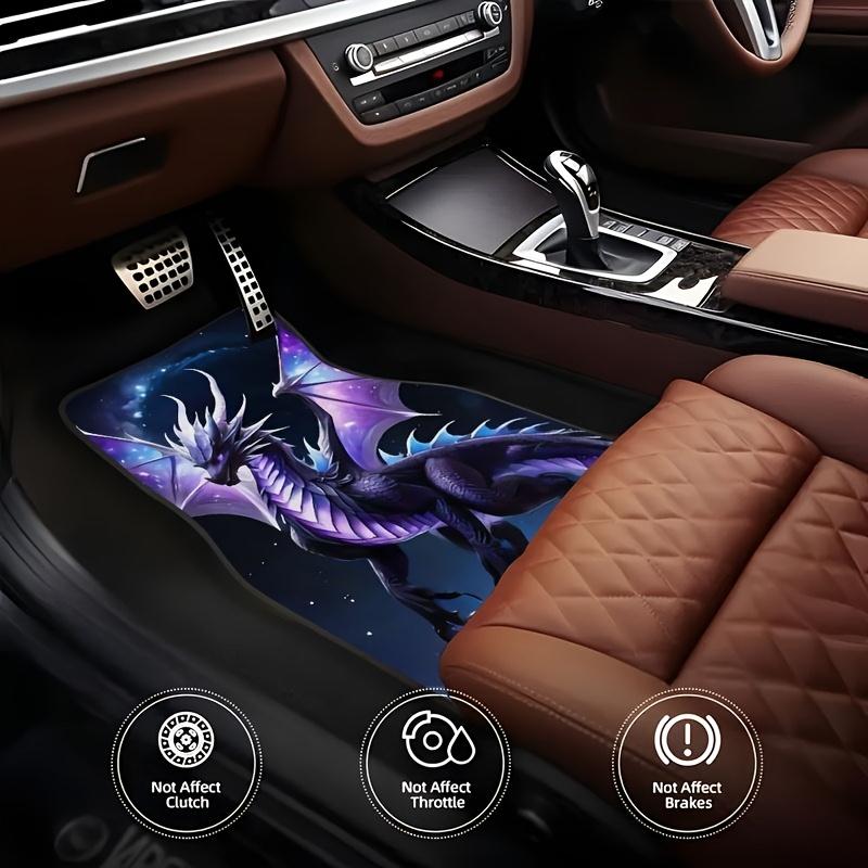 Set di 4 Tappetini Antiscivolo Universali Accessori Interni Facili da Pulire Tappetini in Gomma per Auto con Fantasia Stile Creatura Mitologica Drago