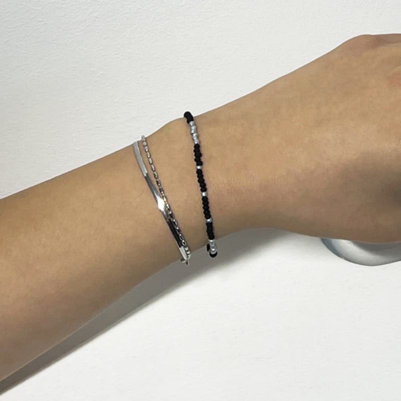 S SY [set] HANDMADE GLASS BEADS & VIENNA SNAKE CHAIN BRACELET