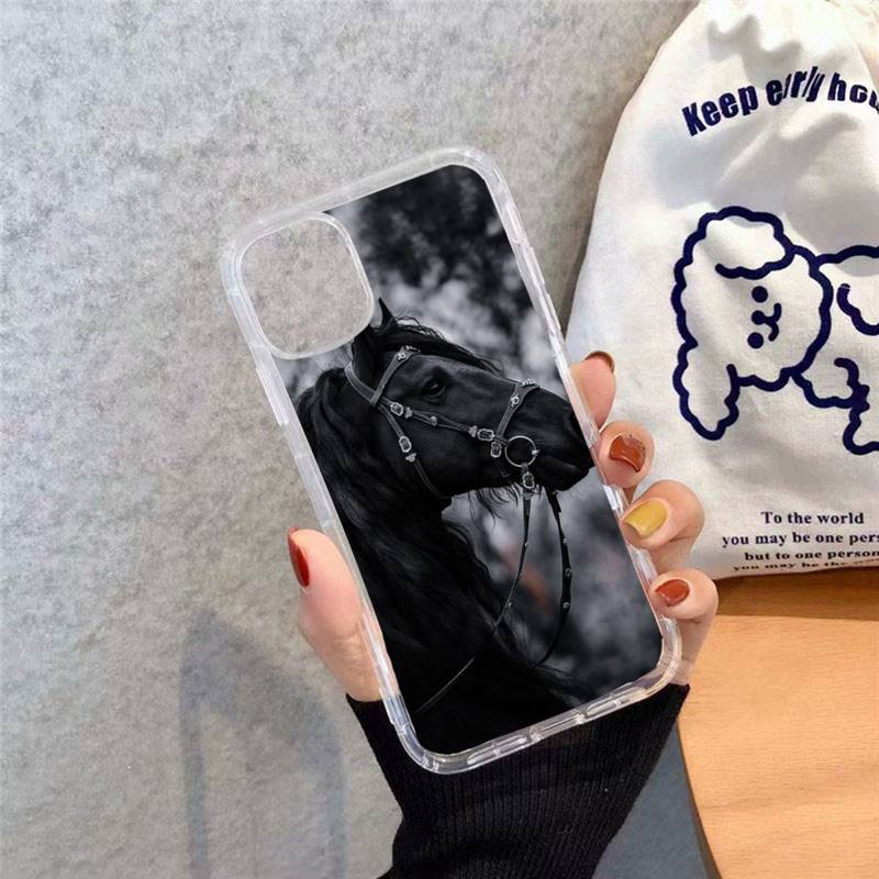 running horse pattern Phone Case Transparent soft For iphone 12 11 13 7 8 6 s plus x xs xr pro max mini