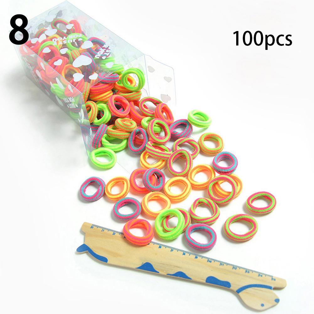 100 bucăți moda femei fete culoare bomboane inel elastic pentru păr frânghie suport pentru coadă de cal decor de păr