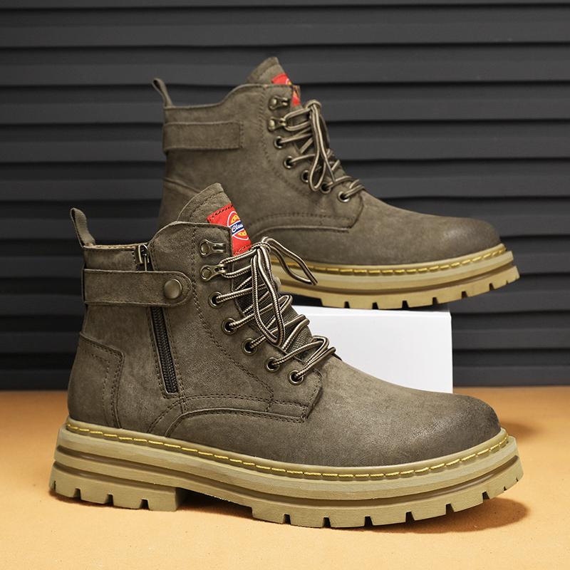 Men's High-Top Boots Genuine Leather Breathable Work Boots Trendy Autumn Winter Ankle Boot