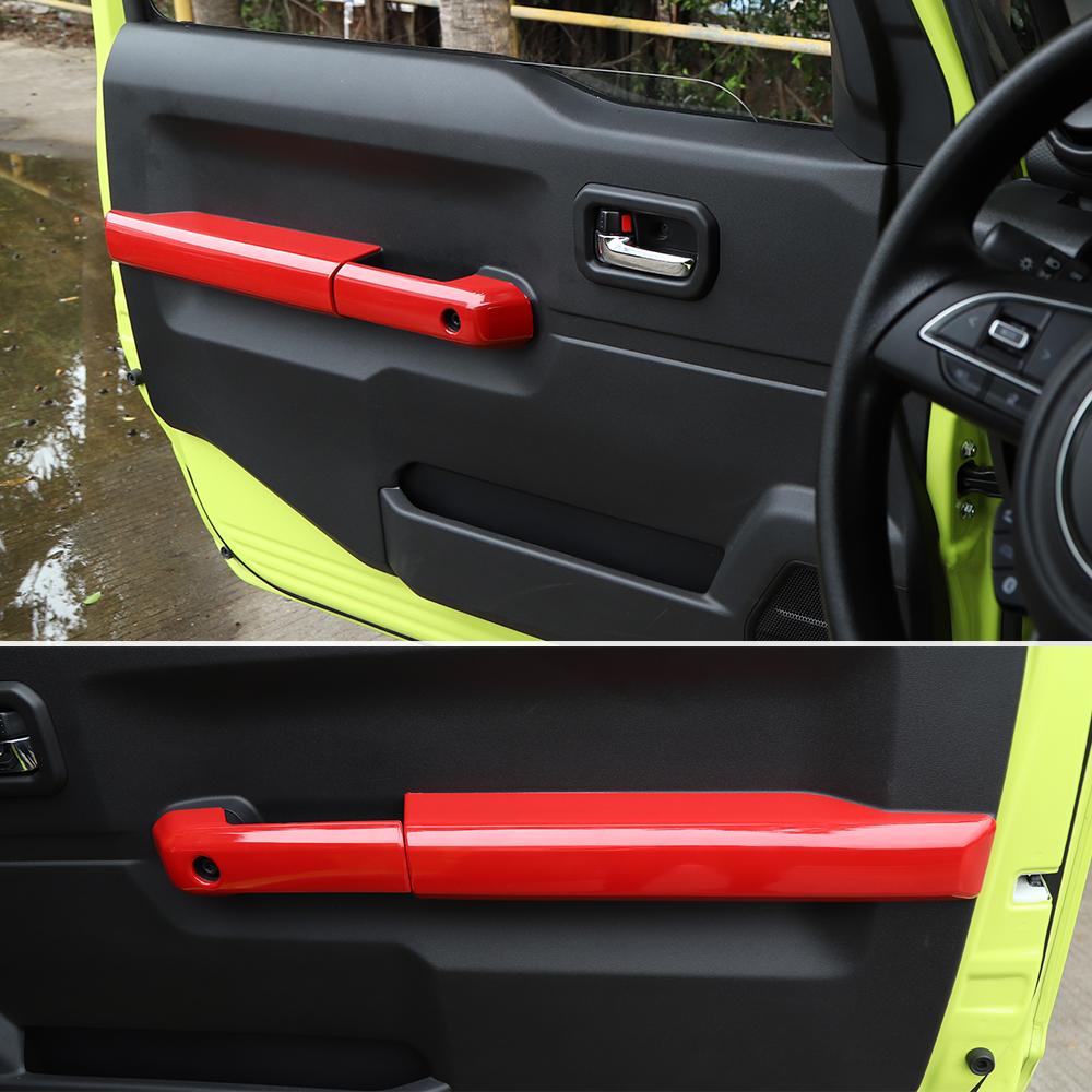 Autotür Innere Armlehne Griffe Dekoration Abdeckung Panel für Suzuki Jimny 2019 UP Innen Zubehör ABS Carbon Faser Rot Silber