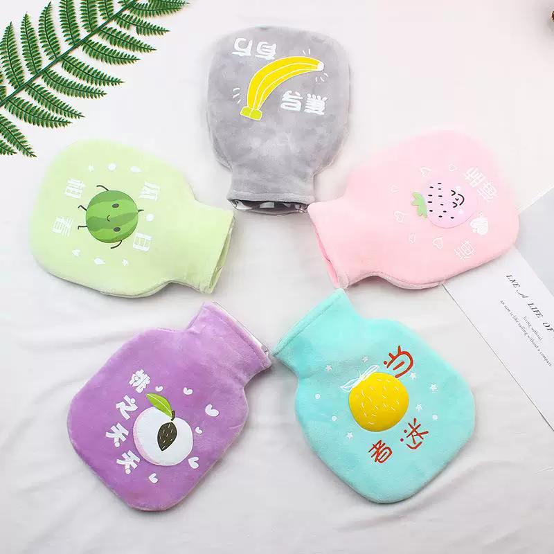 Hot Water Bottle for Women, Portable Mini Cute Plush Small Size, Filled with Water, for Warming Hands and Stomach, Specifically for Use in Bed
