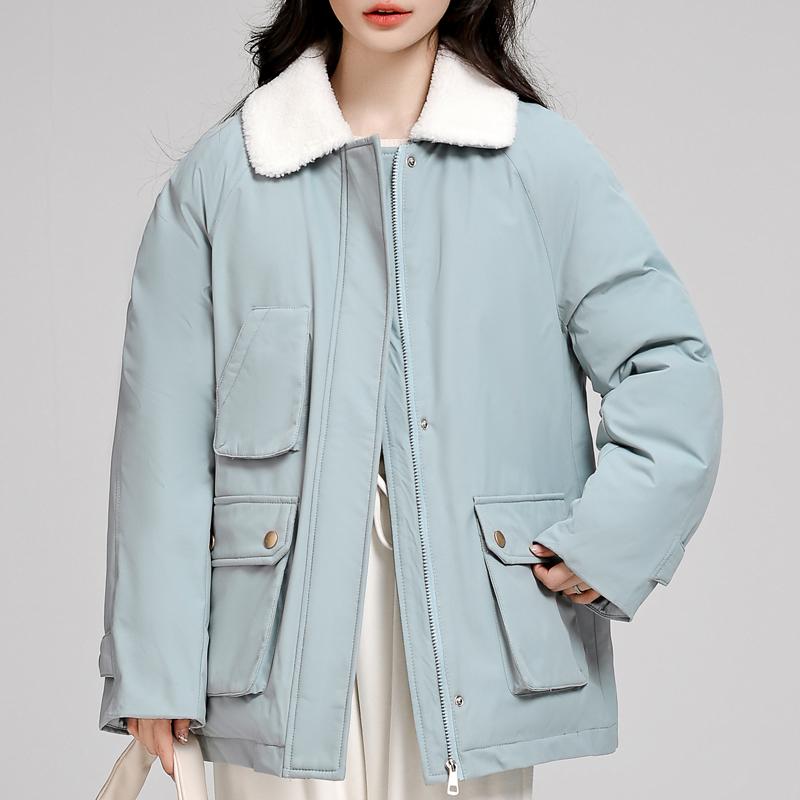 

Модные зимние пальто для женщин, короткие парки больших размеров, элегантные свободные, толстые, теплые, верхняя одежда, женские куртки высокого качества XL синий