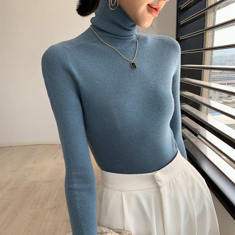 2025 Women's Slim Fit Cowl-Neck Knitted Sweater - Soft High Neck Autumn/Winter Top