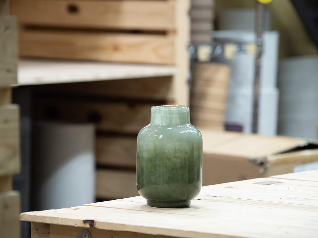 FOYER Flower Vase, Glass, Nature Green, H 16cm, W 10.5cm, 2c00001NGR