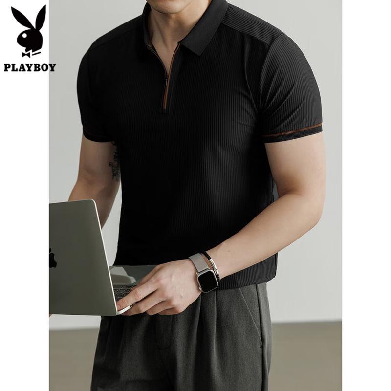 PLAYBOY Men s Summer Zipper Polo Shirt 54/2XL