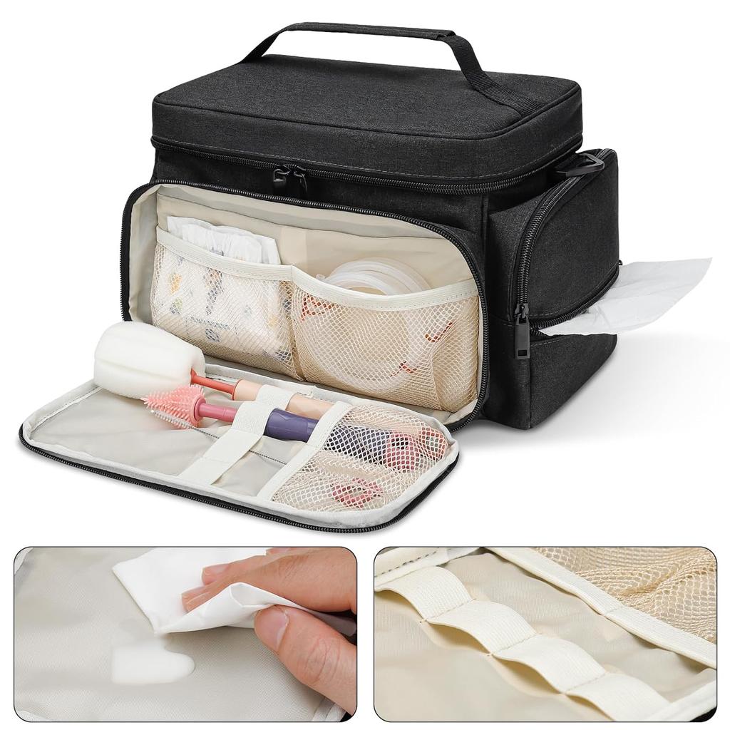 Breast Pump Bag Fit for Spectra S1 and S2, Pumping Bag with Waterproof Mat for Pump Accessories, Portable Pump Carrying Case for Work, Travel and