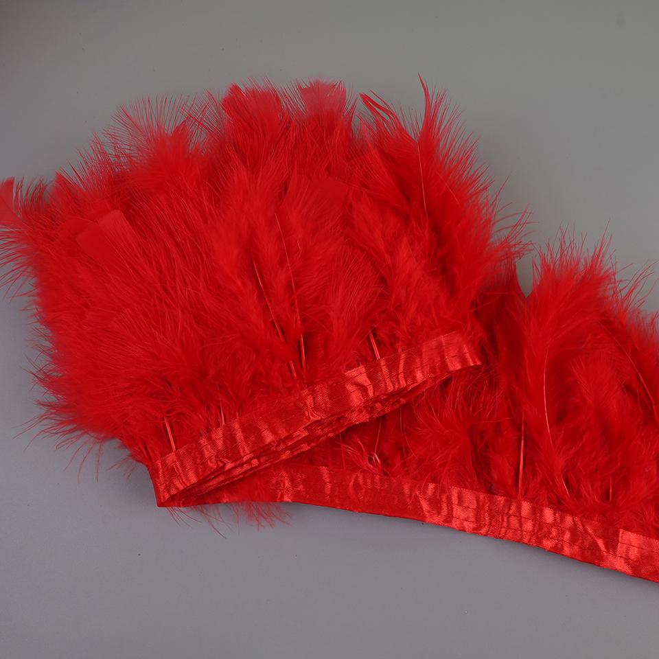 FeatherTurkey Feather Fringe 4-6inch Colorful Marabou Feather Tape for Handiwork Clothes Dress Handmade Cloth Strap Home Decoration