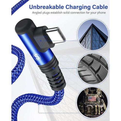USB Typ C Kabel L-förmig Beide Enden [3M / 2er-Set] AviBrex Typ C Kabel 90 Grad Typ-C Kabel [3.1A Schnellladung] Nylongeflecht Hohe Haltbarkeit USB