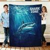 Shark Zone Flannel Blanket Soft Cozy Throws Napping Travel Use