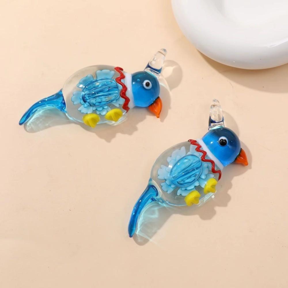 Bird Shape Lampwork Glass Pendant Handmade Bird Flower Pendant  Fit Necklace Jewelry Gifts