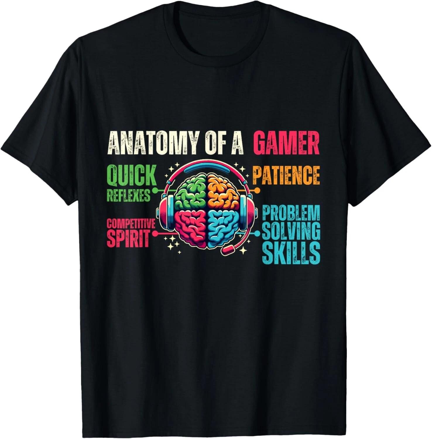 Funny Gaming Video Games Gamer Brain Anatomy Of a Gamer Gifts Unisex T-Shirt 2XL