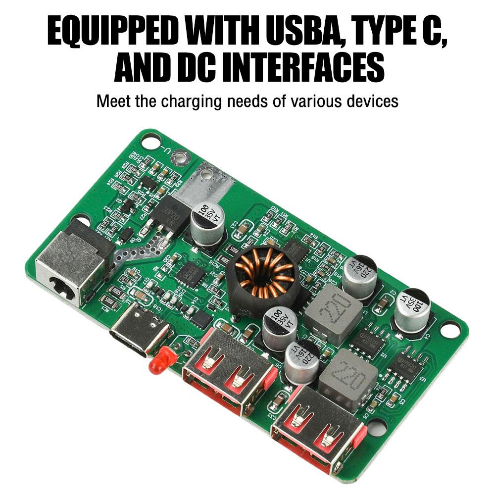 PD100W Solar Voltage Regulator, Dual USB + Type-C Fast Charging Module, DIY Voltage Regulator Junction Box