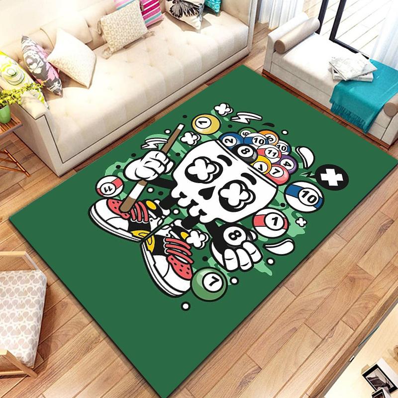 3D Colorful Snooker Billiard Carpet Ball Sports Area Rug for Living Dining Room Bedroom Decor Floor Rug Bathroom Non-Slip Rugs