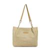Trendy Korean Simple Design Woven Tote Bag Fashionable Beige And Khaki Options