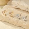 Shiny Heart Stud Earrings Sparkling Ear Buckle Luxury Rhinestone Hoop Earrings  Female