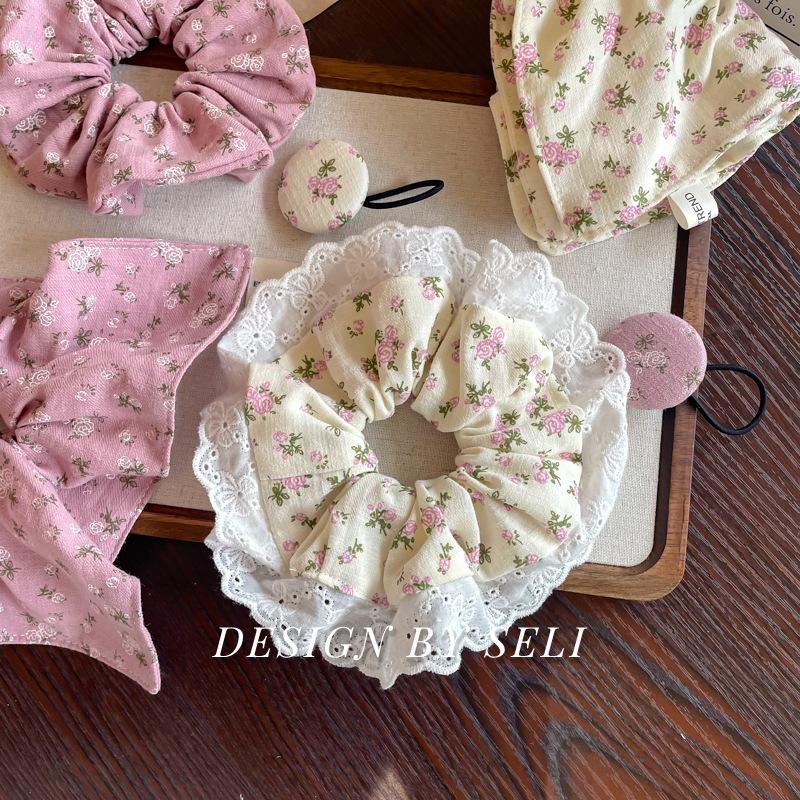 French Floral Vintage Palace Style Scrunchie Ballet College Simple