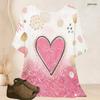 Women Plus Size Batwing Short Sleeve Top Round Neck Golden Heart Cosmic Galaxy Print Loose Casual Tunic Blouse