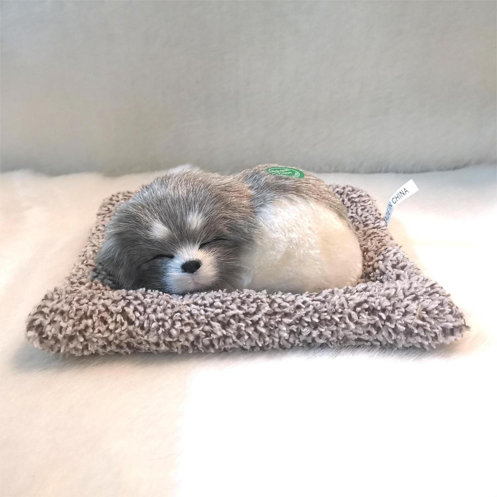 Plush Simulation Dog Toy Sleeping Dog Ornament with Sound Contains Bamboo Charcoal Bags To Purify the Air for Home Decor