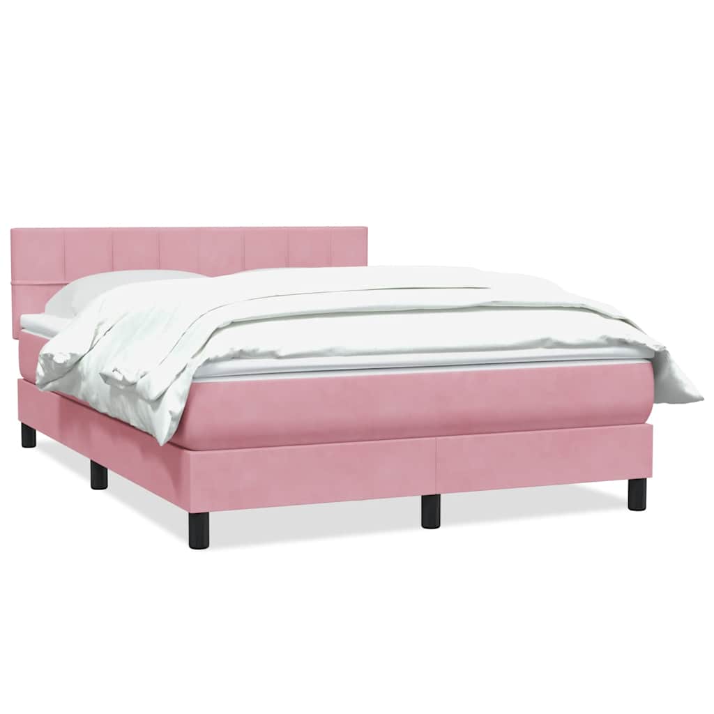 Box Spring Bed with Mattress Pink 140x210 cm Velvet