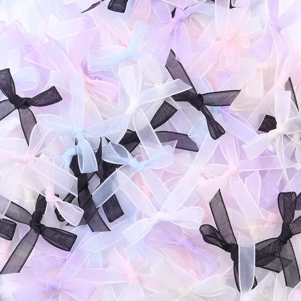 20pcs 3X4.2cm Satin Ribbon Bows Colorful Mini Organza Lace Bow For DIY Crafts Wedding Party Clothing Gift Decoration Accessories