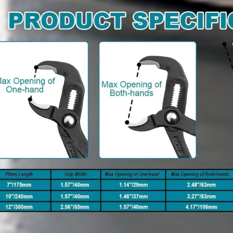 1Pc Multifunctional Water Pump Pliers, Non-Slip And Labor-Saving, 10inch Large Opening Adjustment, Sturdy And Durable, Suitable For Plumbing Repairs