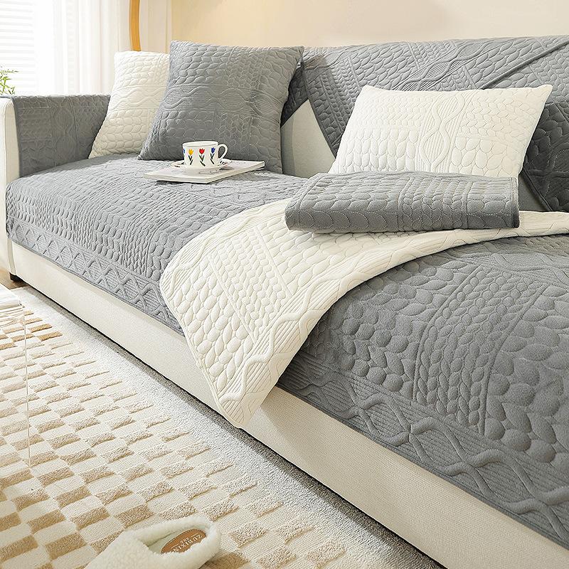 Affordable Luxury Style Plush Sofa Cushion Winter Cover Armrest Cover Towel Backrest Cover Towel Non-Slip Seat Cushions