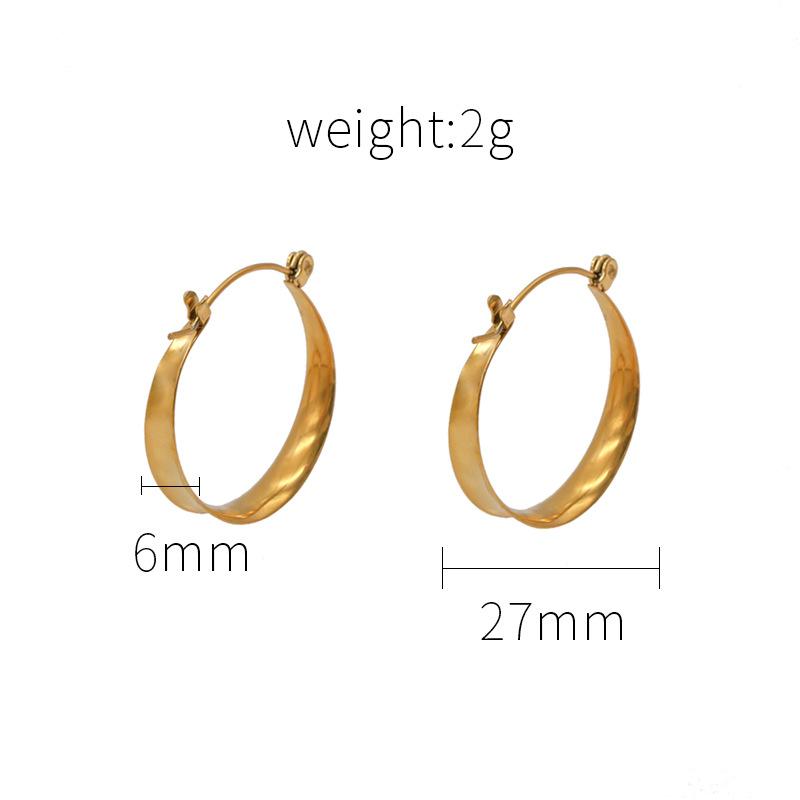 French Fashion Simple Earrings 18K Gold Curved Glossy Simple Fashion Earrings Titanium Steel Earrings Women
