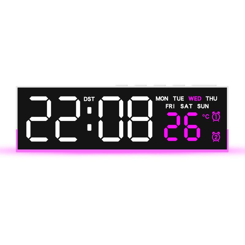 Digital Led Alarm Clock With Date Temperature Calendar Night Light For Bedroom Decor