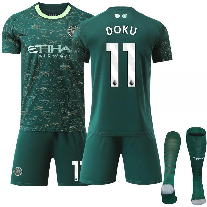 2025-26 Grüner Anzug 47 Foden Doku Fußballtrikot Nr. 9 Haaland Manchester City Drei Auswärts Grasgrün Trikot