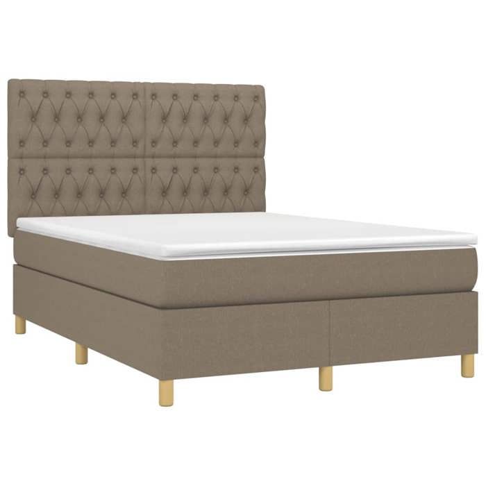 Maison Exclusive - Sommier à lattes de lit et matelas et LED Taupe 140x190cm Tissu