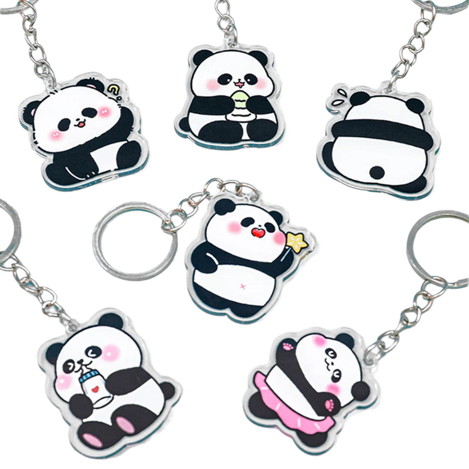

Упаковка из 6 брелоков-подвесок в виде панды, стильный брелок для ключей из акрила, для любителей животных и в качестве подарка