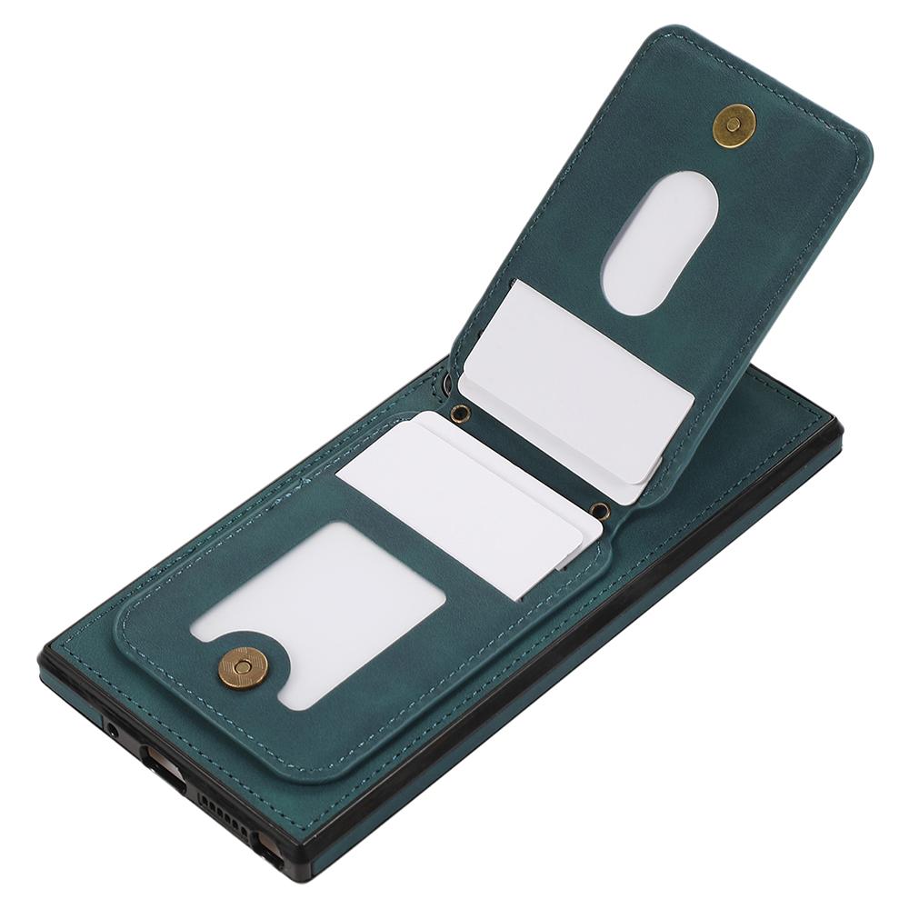 For Samsung Galaxy S24 Ultra Case Card Holder Kickstand Leather+TPU Phone Cover with Shoulder Strap