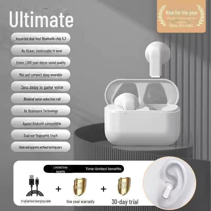 

2024 Бездротова напів-Bluetooth-гарнітура для жінок - довгий термін служби батареї Ultimate Edition білий