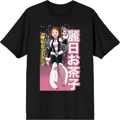 Bioworld My Hero Academia Postać Ochaco Uraraka Męska Czarna Koszulka z Grafiką