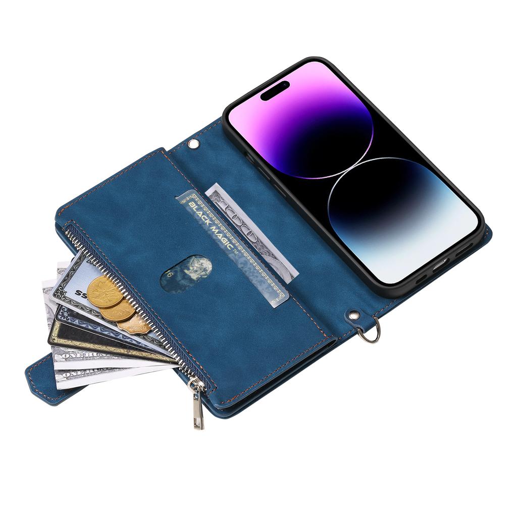 Styl 005 Pouzdro pro iPhone 16 PU kůže Peněženka Kryt na telefon Kosočtvercové prošívání
