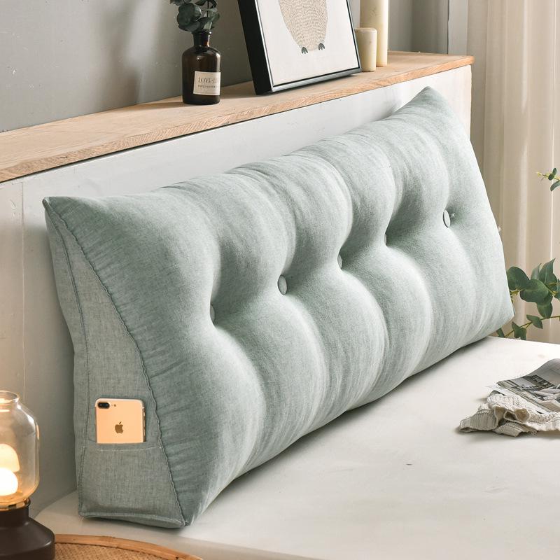 Removable & Washable Triangular Headboard Cushion - Imitation Cotton Linen Tatami Back & Waist Support Pillow