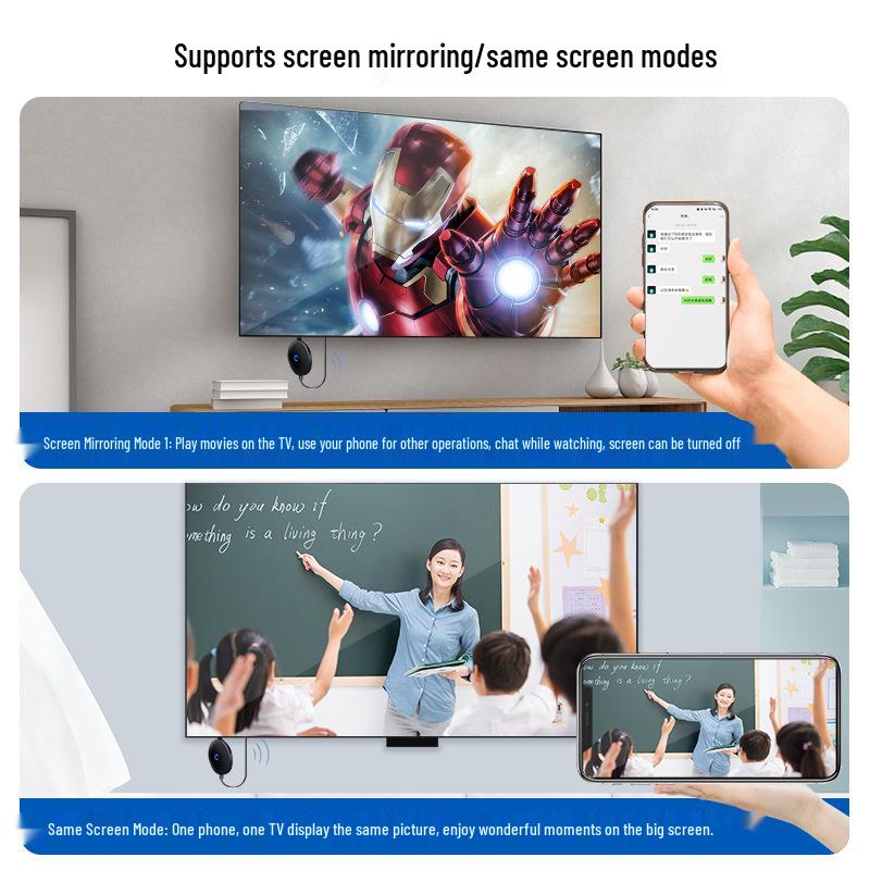 Wireless HDMI Mirroring Device for TV and Mobile - HD Projection, Vertical & Horizontal Screen, Upgraded Version, No Screen Cutting