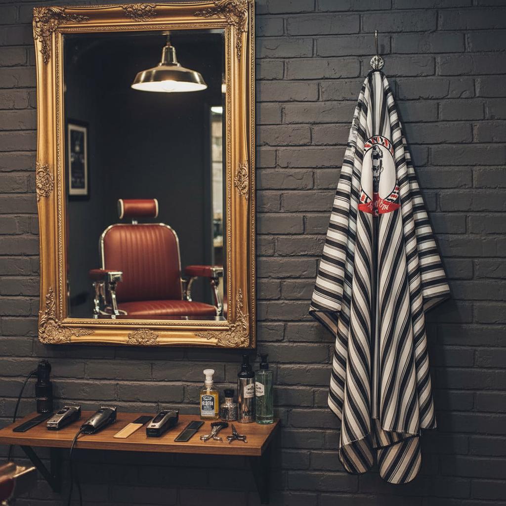 Barber's cape for a large haircut salon