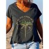 Camisetas de Manga Corta para Mujer Camiseta Casual con Cuello en V Tops con Estampado de Letras Hippie Camisetas de Verano