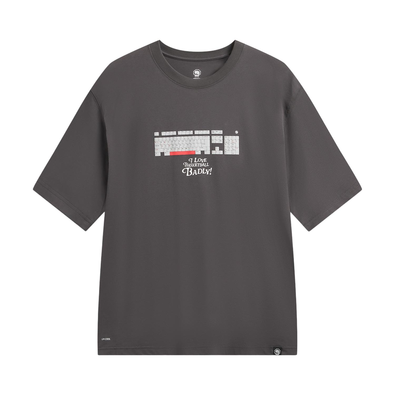 Мужская футболка Li Ning Bad5 с логотипом, быстросохнущая, охлаждающая, с круглым вырезом, AHSW183-1 M