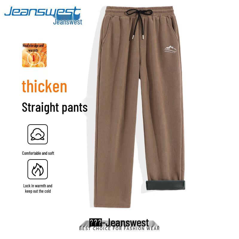 Jeanswest Men's Loose Fit Corduroy Fleece-Lined Straight-Leg Pants