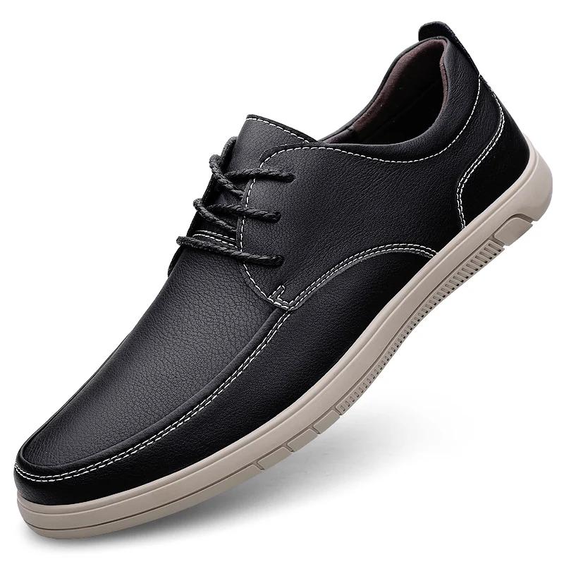 British Style Genuine Leather Oxford Shoes Mens Soft Soled Casual Leather Shoes Brand Designer Moccasin Lace Up Business Loafers