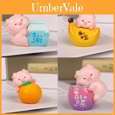 Fruit Pig Resin Craft Car Decor Cute Tabletop Figurine For Gifts And Collectors