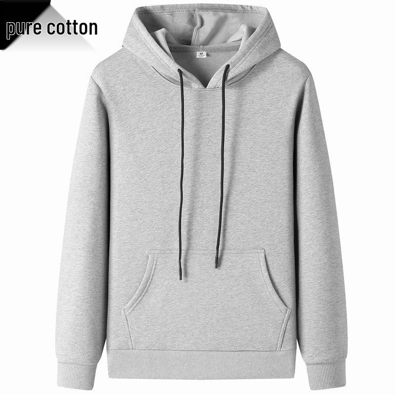 Men's Plus Velvet Loose Trendy Brand Hoodie - 2021 Autumn/Winter Collection, Solid Color, Warm and Casual.