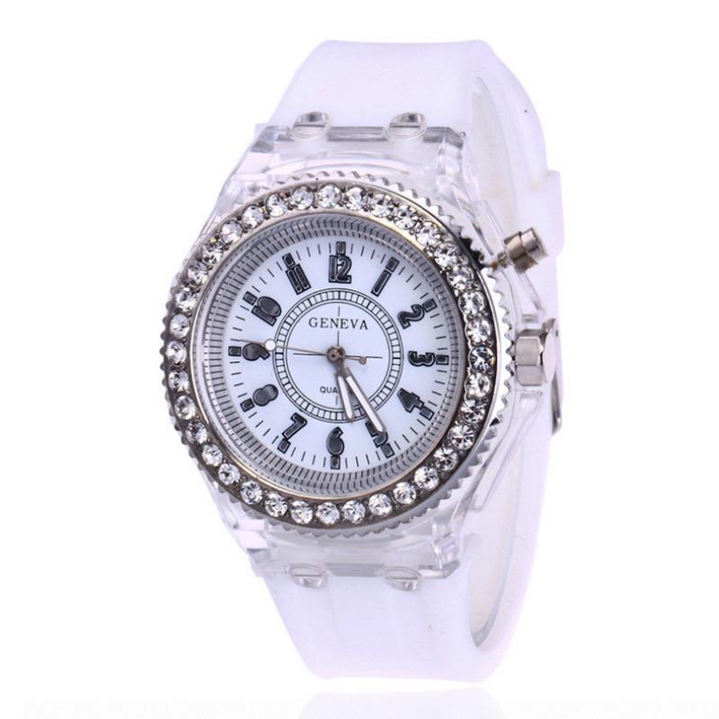 New colorful lights personalized rhinestone led Harajuku fashion trend male and female students couple quartz watch