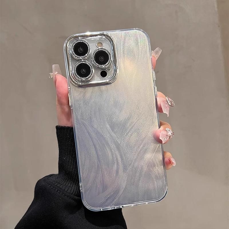 Laser Silver Feather for Apple 16ProMax Mobile Phone Case Niche Iphone15 Premium Sense 14 Protective Case