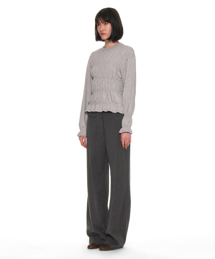 PARTIMENTO WOMEN Cutout Waist Trousers_Charcoal Melange